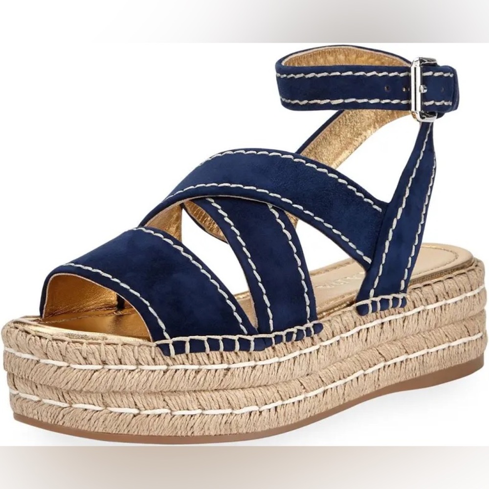 Prada Crisscross Suede Espadrille Sandal